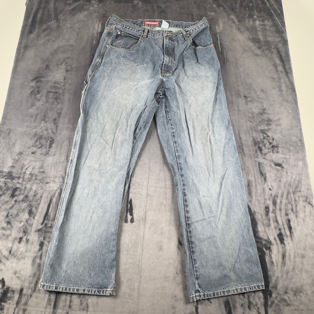 Unionbay Carpenter Jeans Mens 38x32 Blue Light Wash Denim Utility Workwear